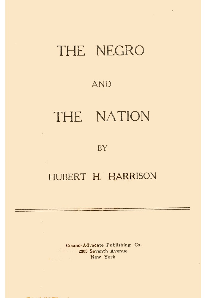 The Negro and the nation