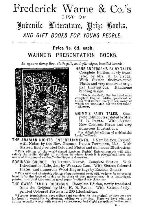 Frederick Warne & Co.'s list of juvenile literature, prize books, and gift books for young people