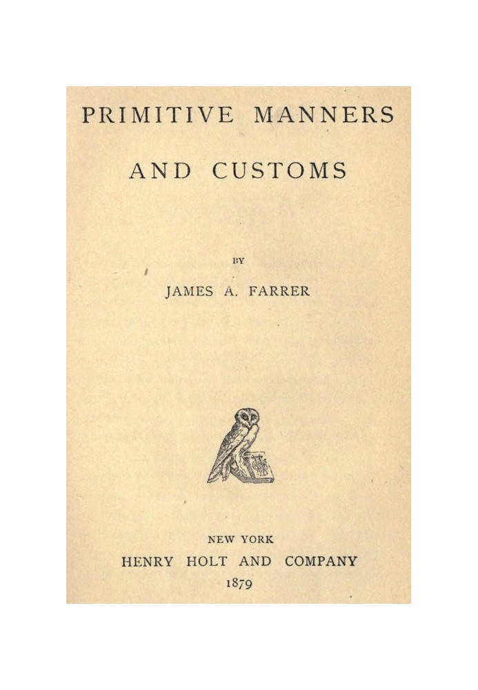 Primitive Manners and Customs