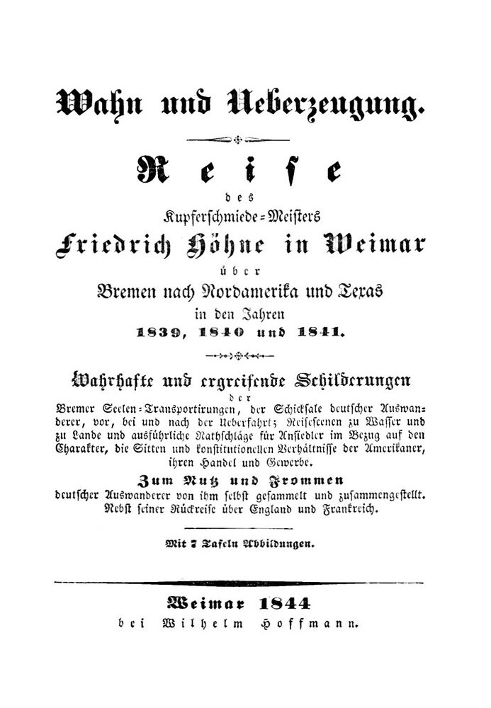 Delusion and belief: journey of the master coppersmith Friedrich Höhne in Weimar via Bremen to North America and Texas in the ye