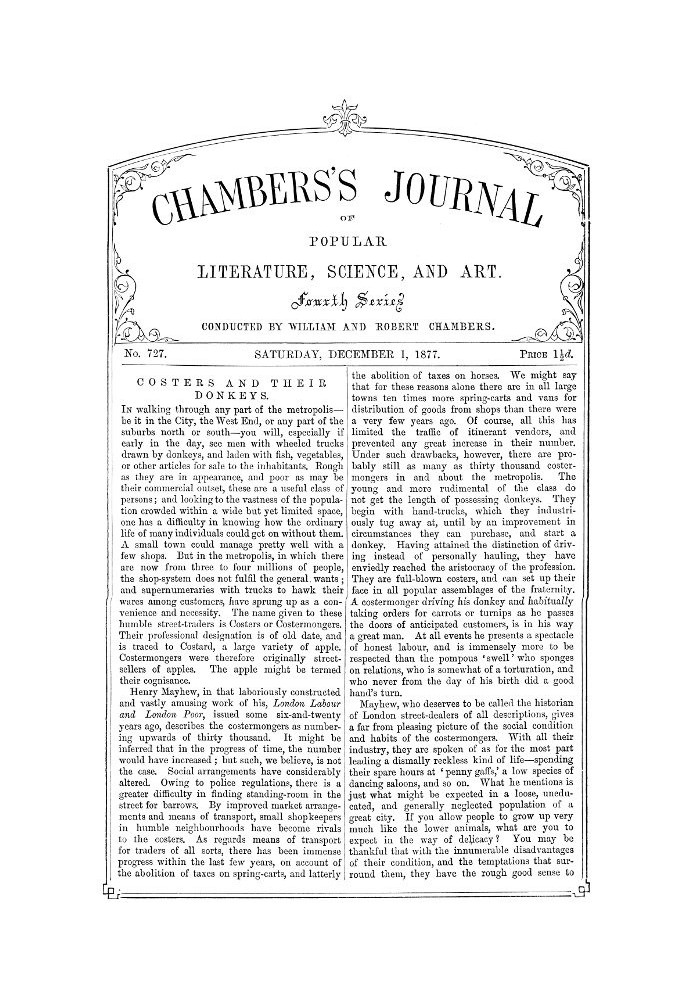 Chambers's Journal of Popular Literature, Science, and Art, No. 727, December 1, 1877