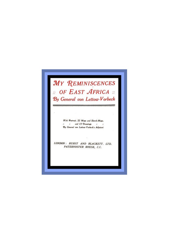 My Reminiscences of East Africa