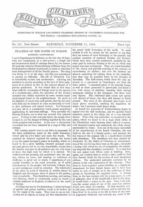 Chambers's Edinburgh Journal, No. 307 New Series, Saturday, November 17, 1849