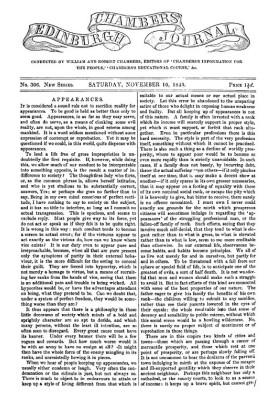 Chambers's Edinburgh Journal, No. 306 New Series, Saturday, November 10, 1849