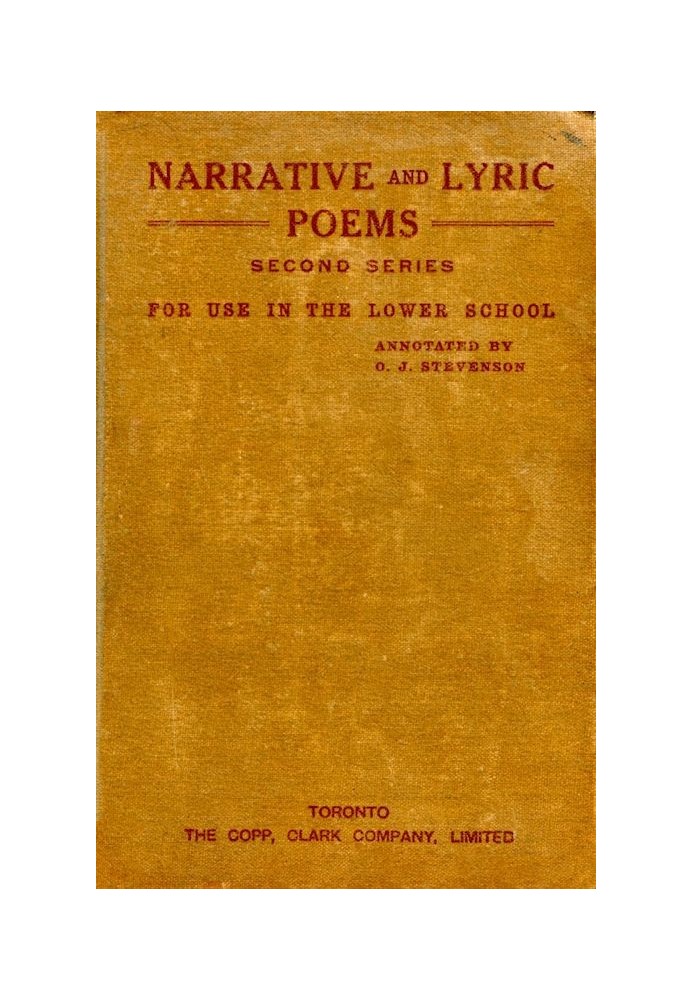 Narrative and Lyric Poems (Second Series) for Use in the Lower School