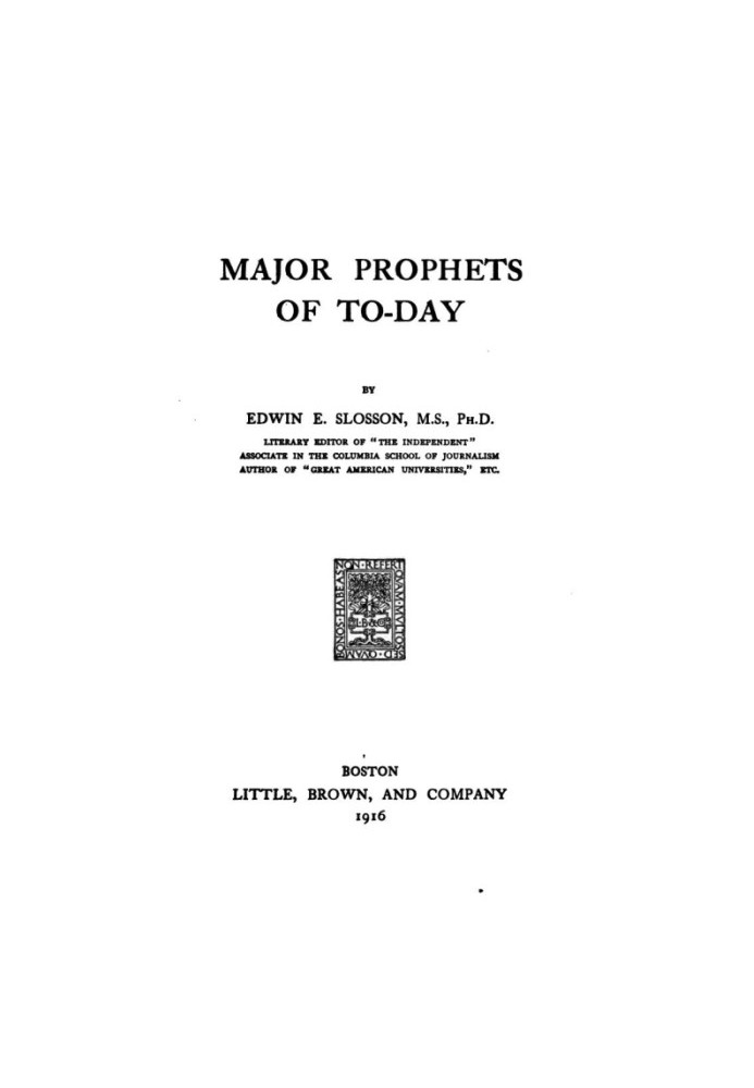 Major Prophets of To-Day