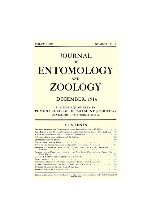 Journal of Entomology and Zoology, Vol. 06, No. 4, December 1914