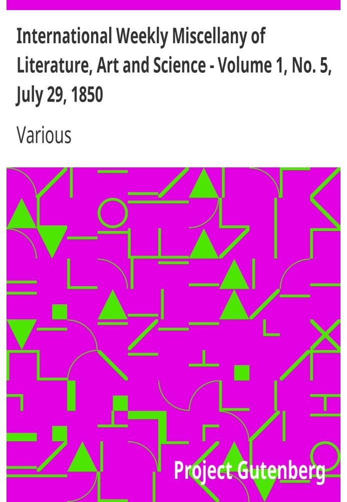Міжнародний щотижневий збірник літератури, мистецтва та науки - том 1, № 5, 29 липня 1850 р.