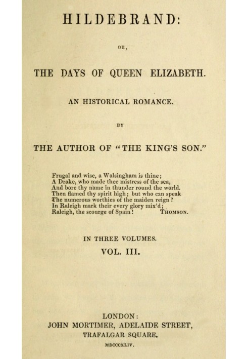 Hildebrand; or, The Days of Queen Elizabeth, An Historic Romance, Vol. 3 of 3