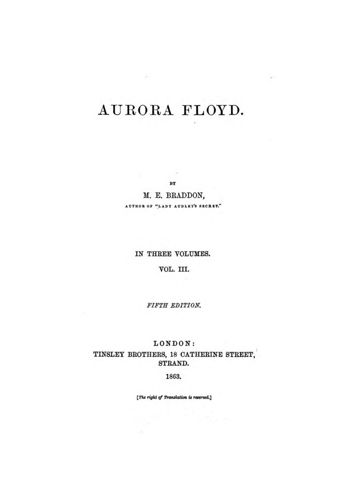 Aurora Floyd, Vol. 3 Fifth Edition