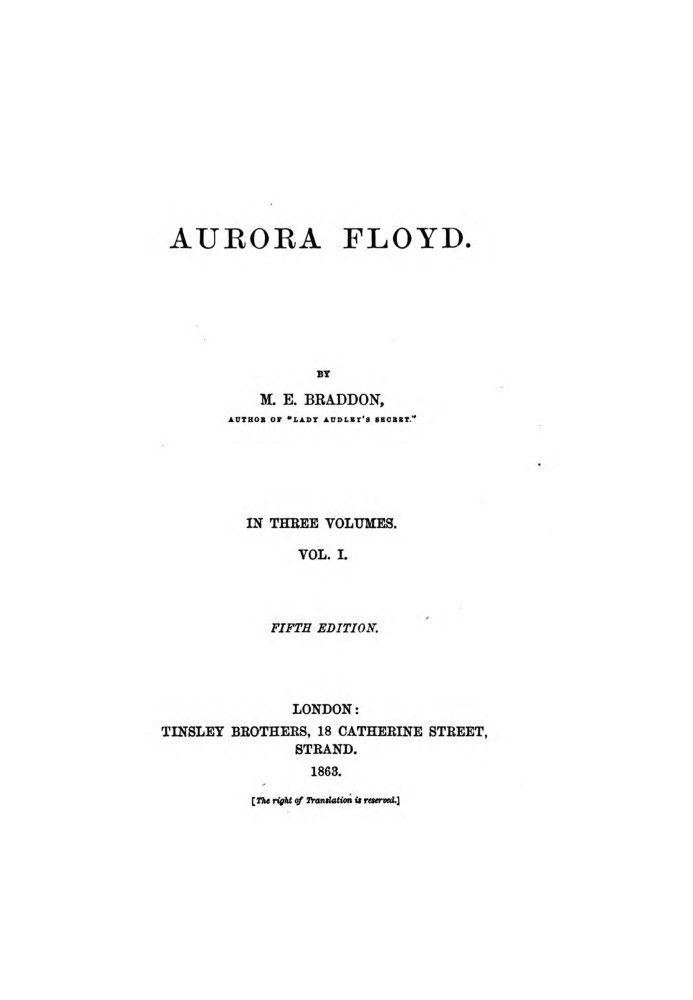 Aurora Floyd, Vol. 1 Fifth Edition