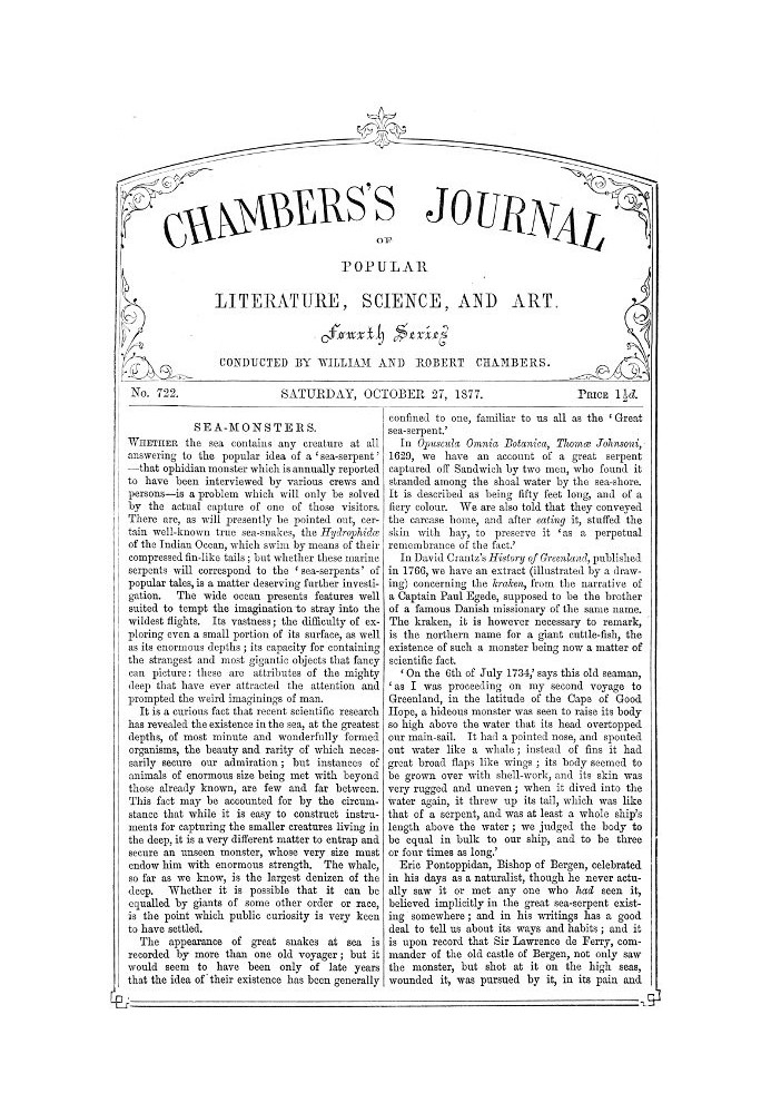 Chambers's Journal of Popular Literature, Science, and Art, No. 722 October 27, 1877