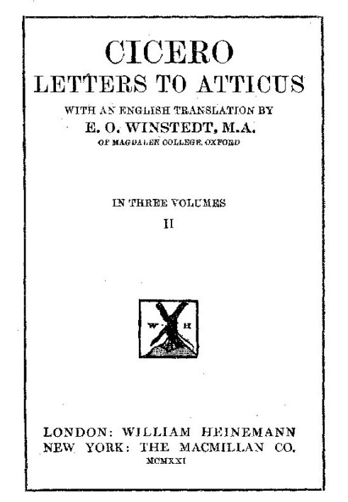 Cicero: Letters to Atticus, Vol. 2 of 3