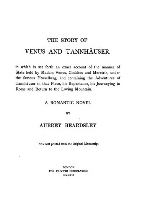 The Story of Venus and Tannhäuser: A Romantic Novel