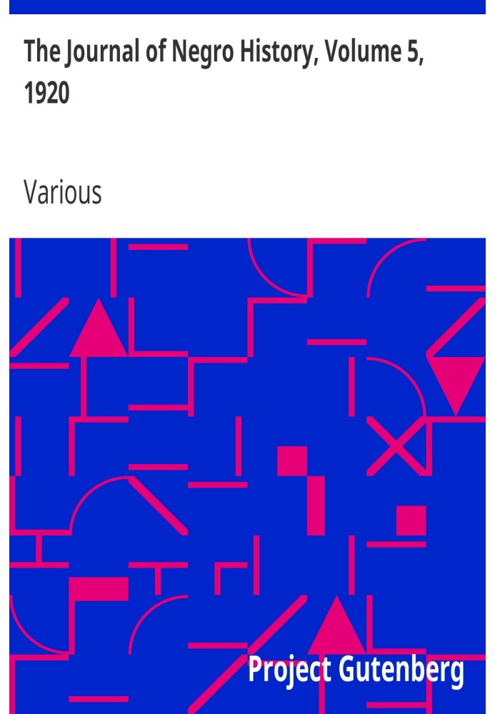 Журнал истории негров, том 5, 1920 г.