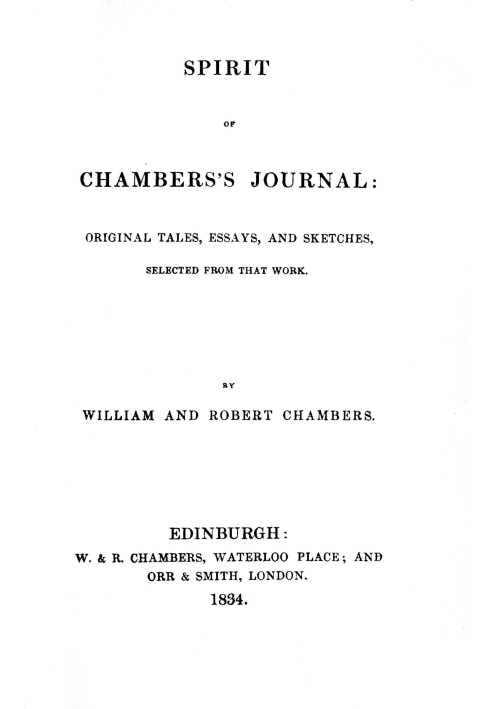 Spirit of Chambers's Journal : $b Оригінальні казки, нариси та замальовки, вибрані з цього твору