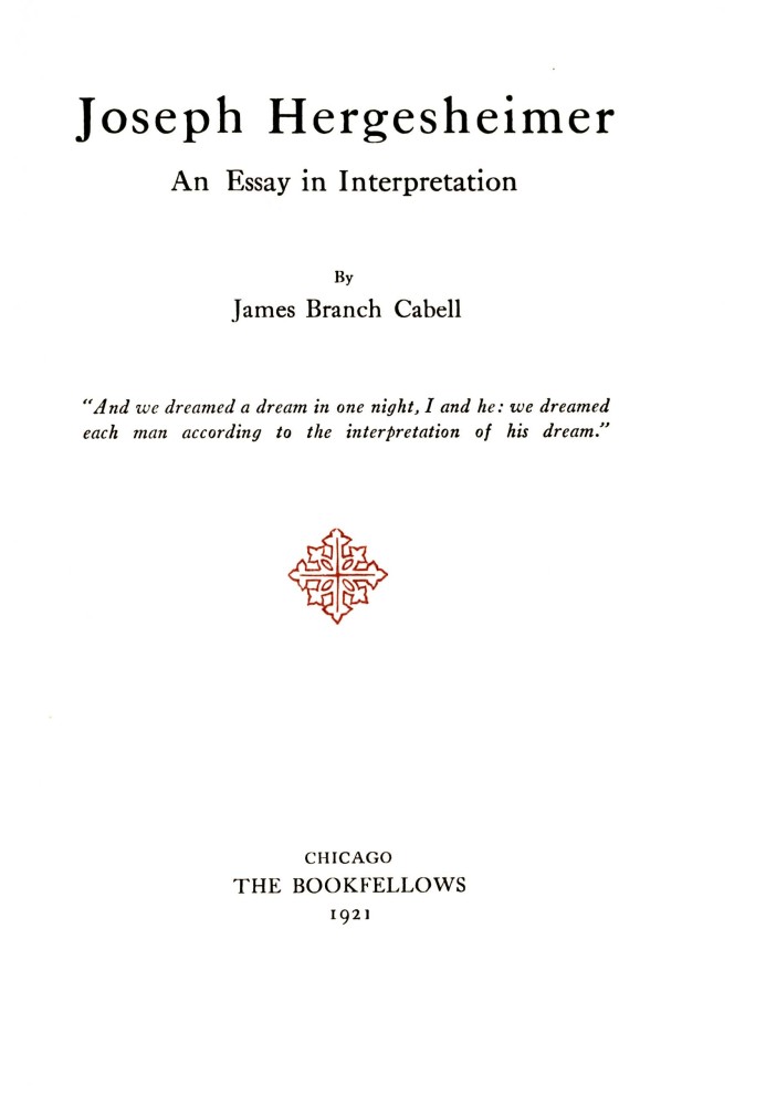 Joseph Hergesheimer, an essay in interpretation