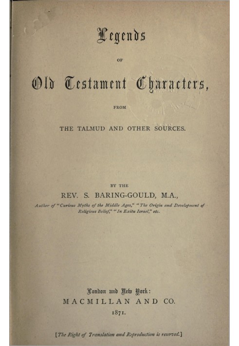 Legends of Old Testament characters, from the Talmud and other sources