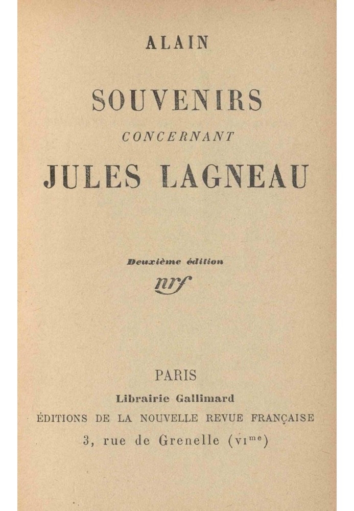 Memories concerning Jules Lagneau