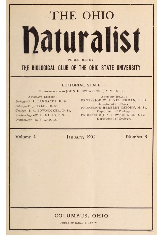 Натураліст Огайо, том. 1, № 3, січень 1901 р