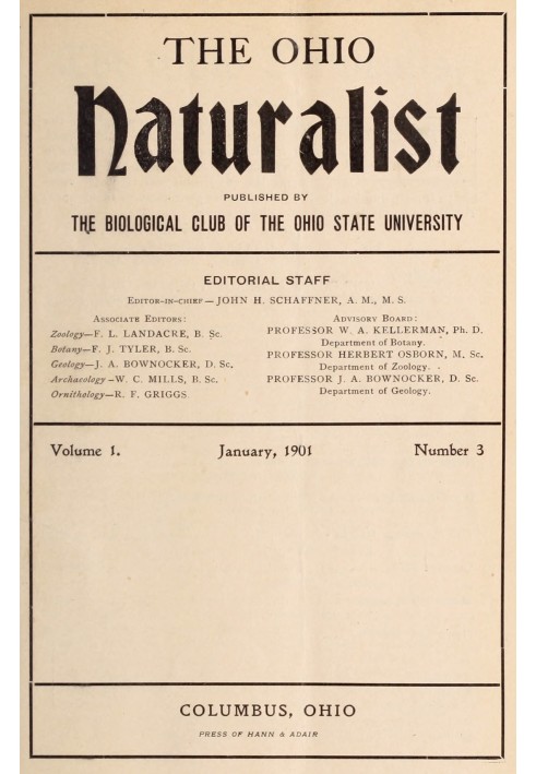 Натуралист из Огайо, Том. 1, № 3, январь 1901 г.