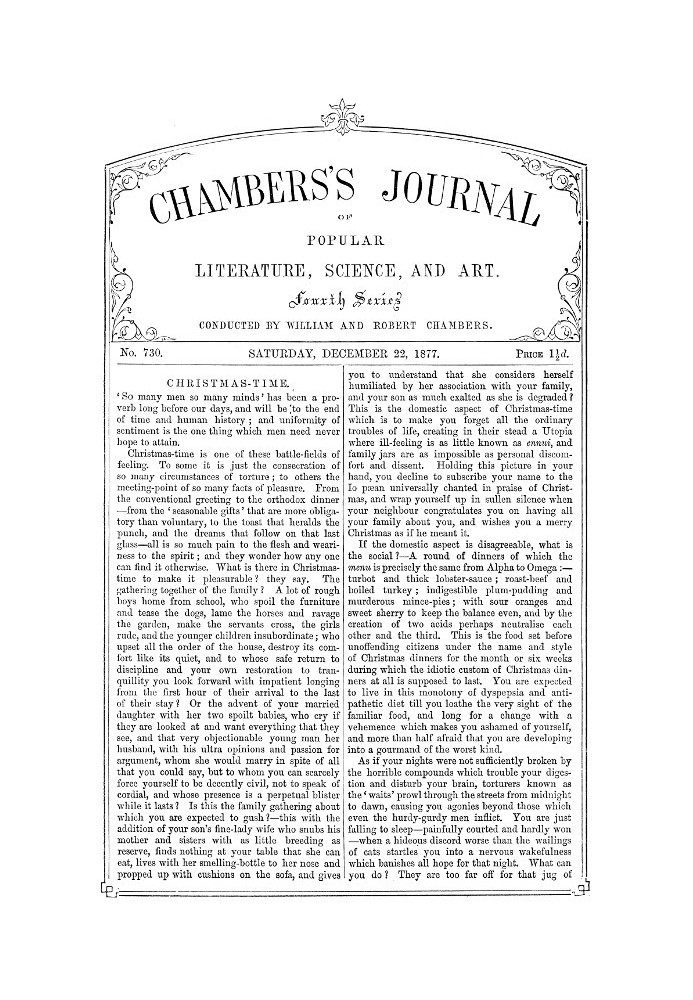 Chambers's Journal of Popular Literature, Science, and Art, No. 730 December 22, 1877