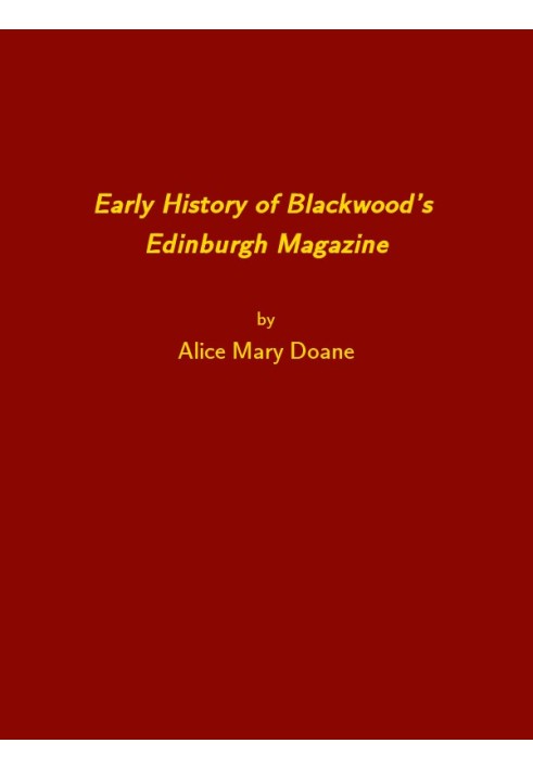 Early History of Blackwood's Edinburgh Magazine