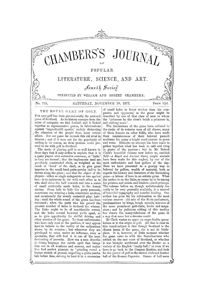 Журнал популярної літератури, науки та мистецтва Чемберса, № 724, 10 листопада 1877 р.
