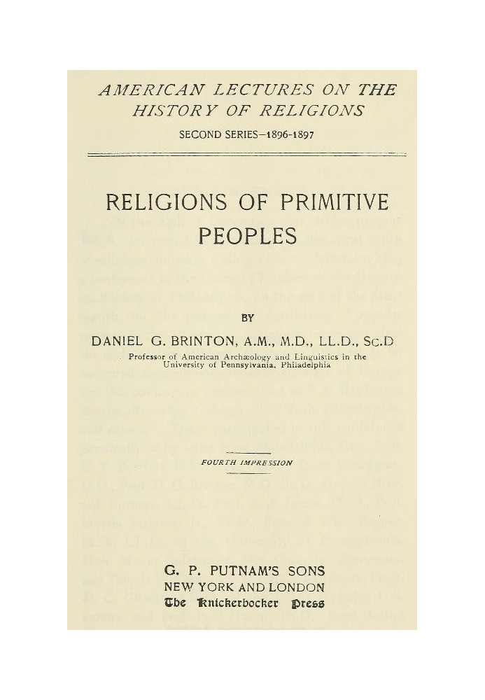 Religions of Primitive Peoples