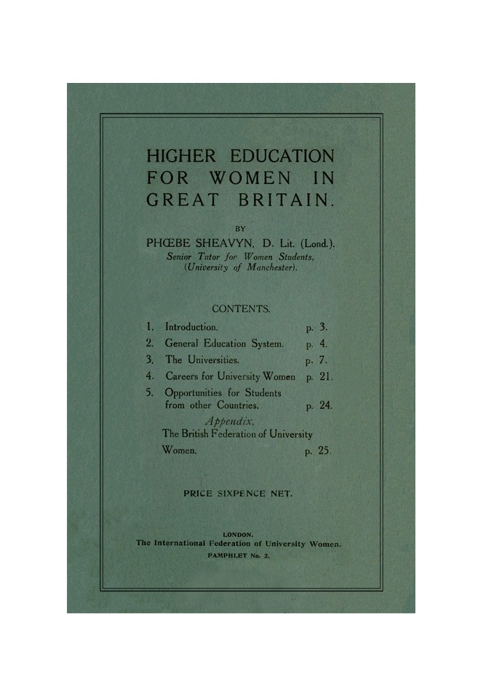 Higher Education for Women in Great Britain