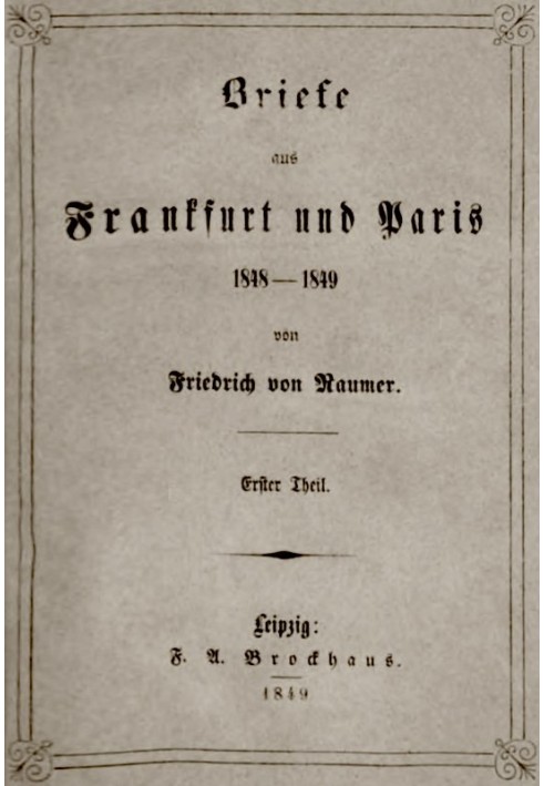 Letters from Frankfurt and Paris 1848-1849 (1/2)