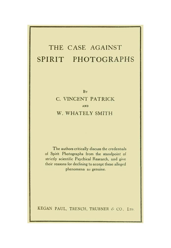 The Case Against Spirit Photographs