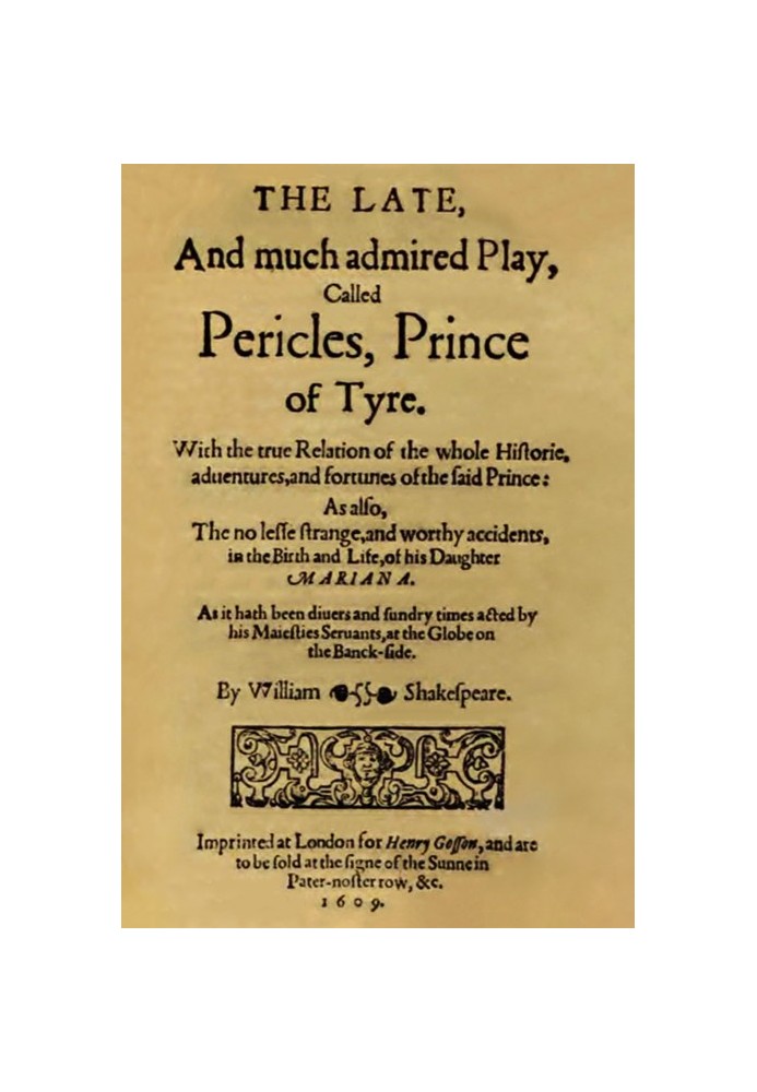 Pericles, Prince of Tyre