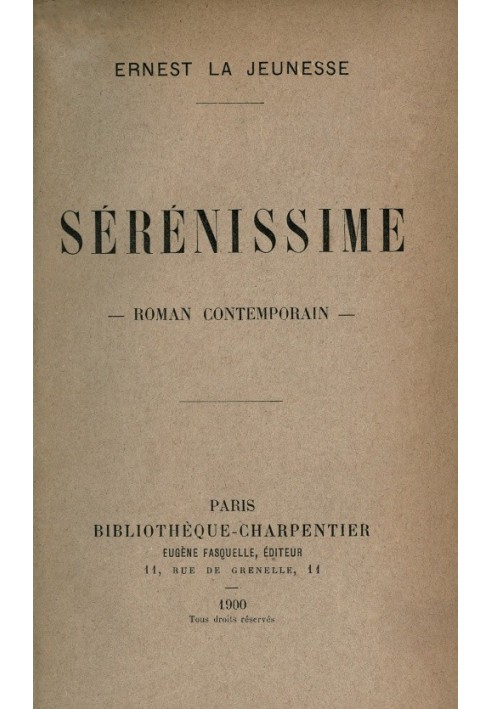 Serenissima: contemporary novel