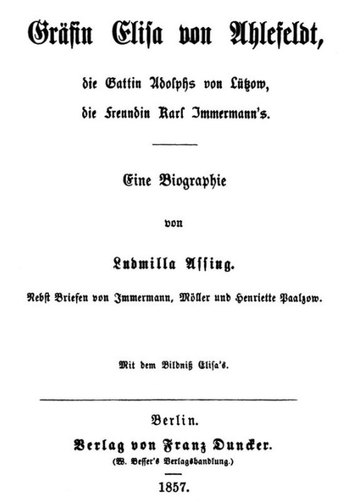 Countess Elisa von Ahlefeldt, wife of Adolph von Lützow, girlfriend of Karl Immermann