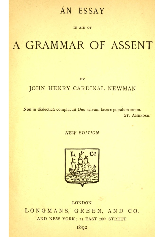 An Essay in Aid of a Grammar of Assent