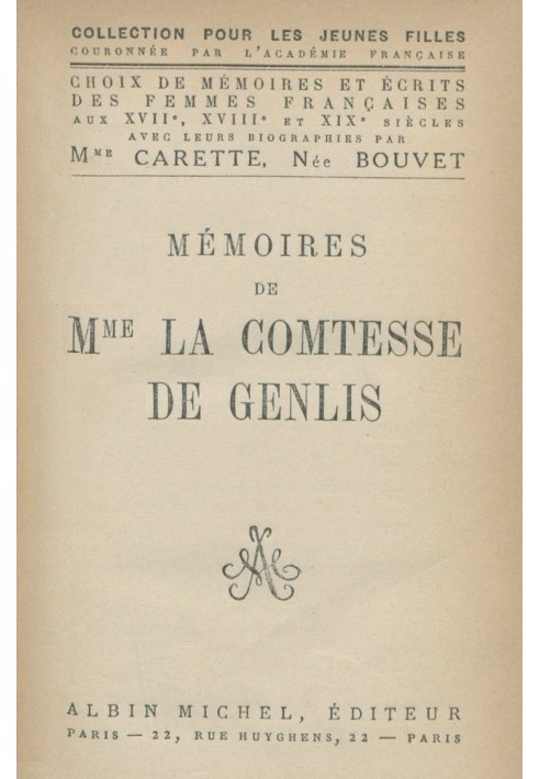 Memoirs of the Countess of Genlis