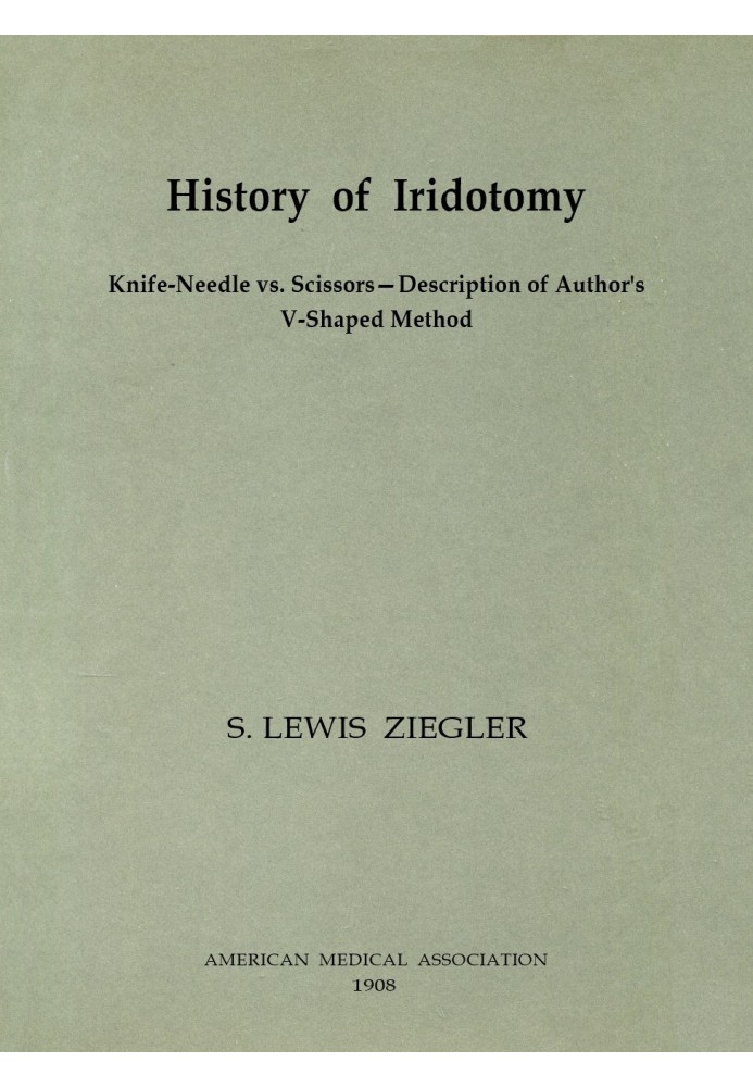 History of Iridotomy Knife-Needle vs. Scissors—Description of Author's V-Shaped Method