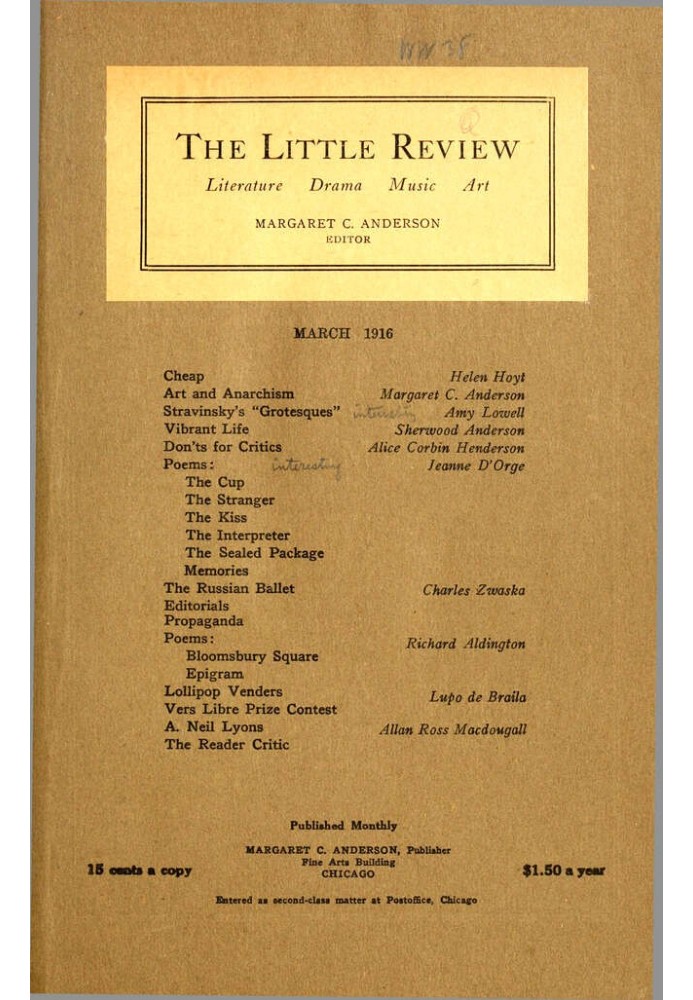 Маленькое обозрение, март 1916 г. (Том 3, № 1)