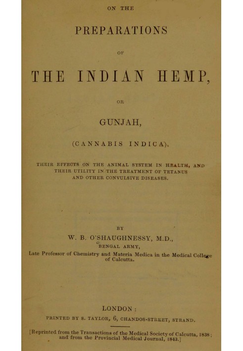 О препаратах индийской конопли, или гунджи (Cannabis Indica), их влиянии на организм животных и их пользе при лечении столбняка 