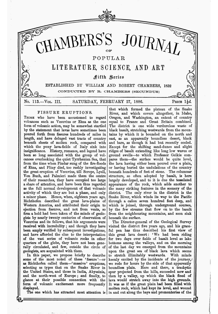 Журнал популярной литературы, науки и искусства Чемберса, пятая серия, № 113, том. III, 27 февраля 1886 г.