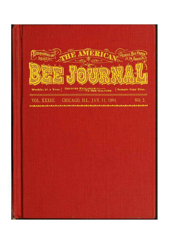 The American Bee Journal, том XXXIII, № 2, 11 січня 1894 р