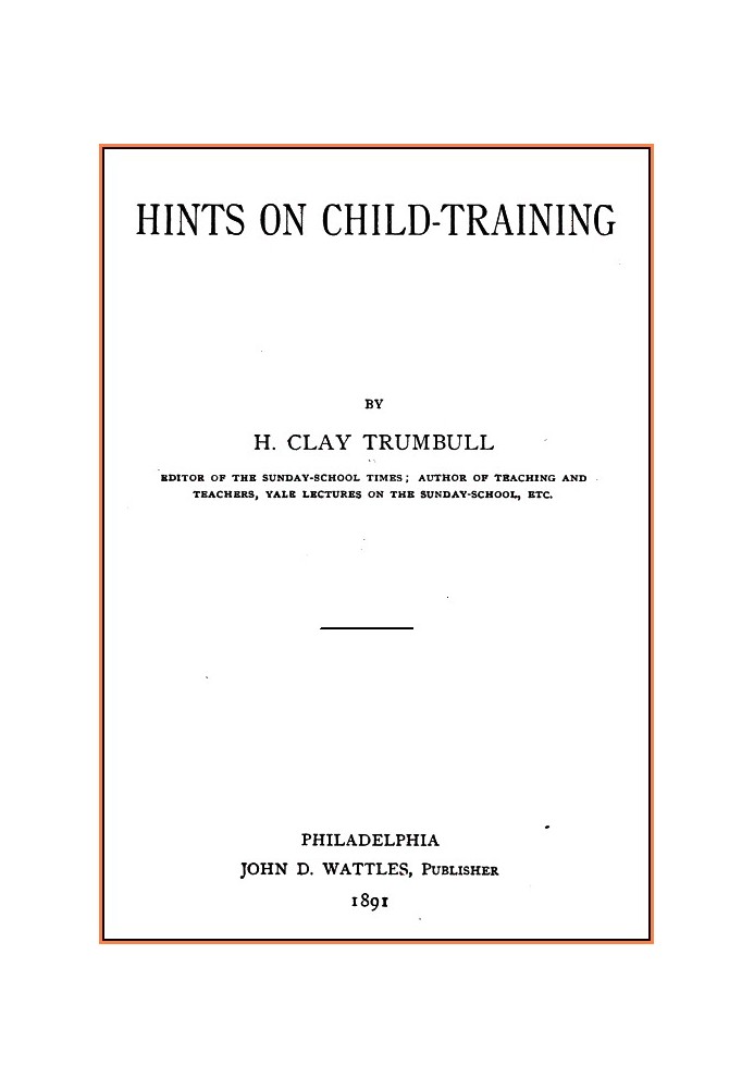 Hints on Child-training