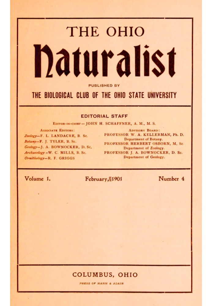 Натураліст Огайо, том. 1, № 4, лютий 1901 р