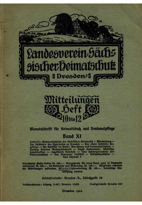 State Association of Saxon Heritage Protection - Announcements Volume XI, Issue 10-12: $b Monthly magazine for heritage protecti