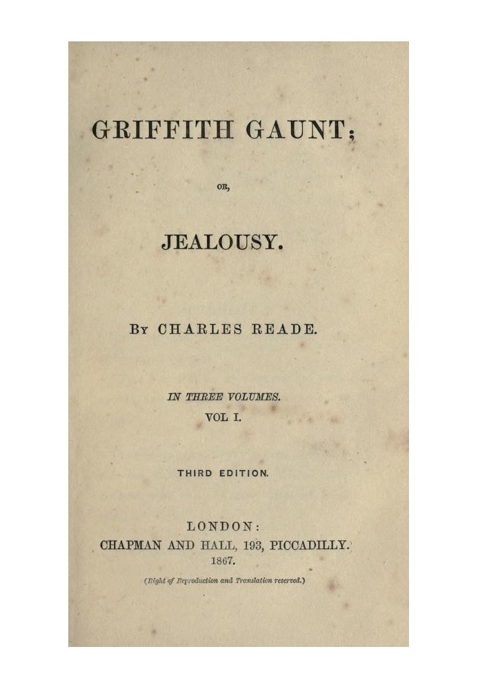 Griffith Gaunt; or, Jealousy Volumes 1 to 3 (of 3)