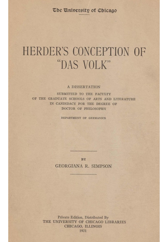 Herder's conception of "das Volk"