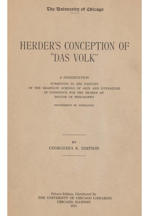 Herder's conception of "das Volk"