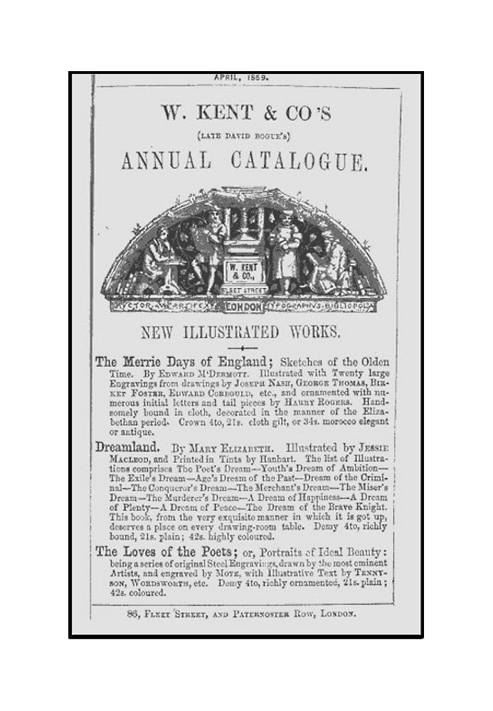 Щорічний каталог W. Kent & Co, квітень 1859 р