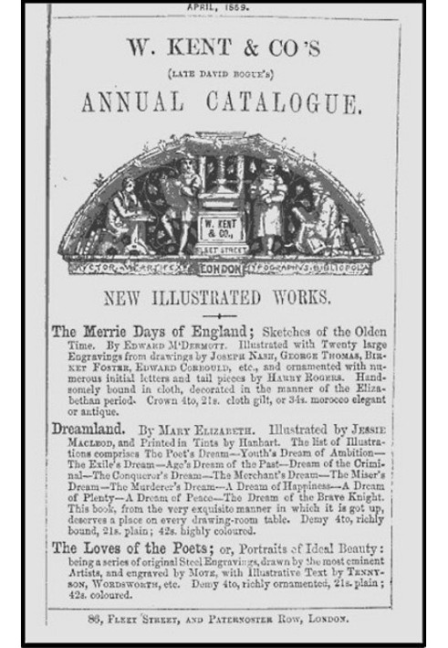 Ежегодный каталог W. Kent & Co, апрель 1859 г.